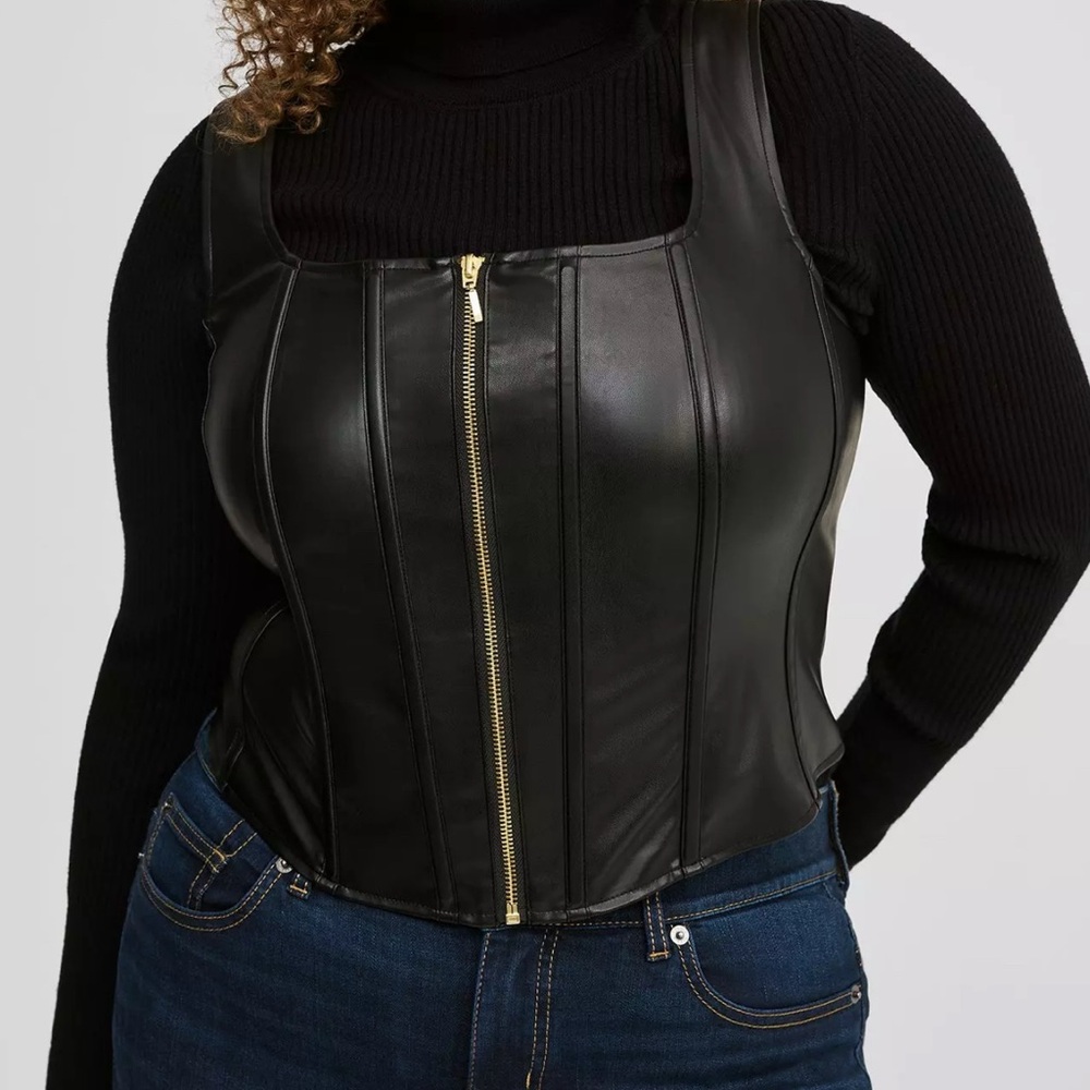 Torrid Black Faux Leather Zip-Up Top